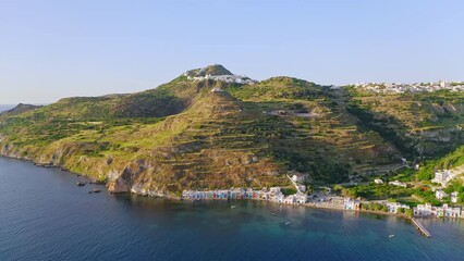 Wall Mural - Cyclades Aegean sea. Milos island Greece aerial view