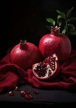 Tasty pomegranate juicy organic red nature fruit fresh vegetarian ripe sweet food healthy