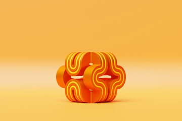 Poster - 3D illustration,  yellow illusion isometric abstract shapes colorful shapes intertwined