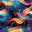 Music soundwaves melodic journey seamless pattern