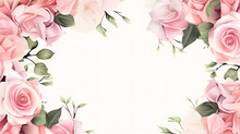 Pink Rose Flower Composition Background, Decorative Flower Background Pattern, Floral Border Background