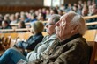 Elderly people attend lectures. 