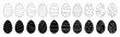 © Pandusaurus  - outline art silhouette set of easter egg. isolated on a transparent background.