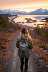 Poster - woman walking on the beach