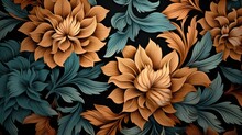 Intricate Floral Pattern With 3d Effect. Exquisite Bloom And Foliage Design For High-end Wallpaper, Fabric Printing, And Background Graphics