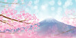 富士山　桜　春　水彩　背景
