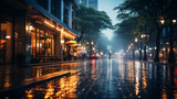 Fototapeta Londyn - blur city street with building light at night time, Generative Ai