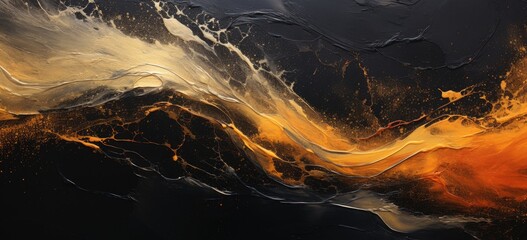 Wall Mural - abstract gold liquid texture and natural black marble