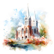 Church watercolor illustration