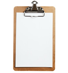 Wall Mural - Clipboard with blank white paper isolated on trasnparent background