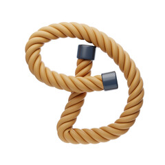 Poster - D  Letter 3D Shape Rope Text. 3d illustration, 3d element, 3d rendering. 3d visualization isolated on a transparent background