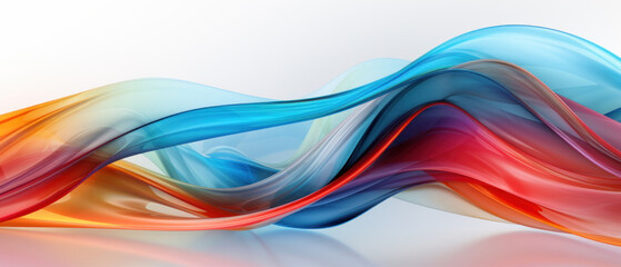 Poster - Modern 3D abstract design with flowing, colorful lines and glass-like texture.