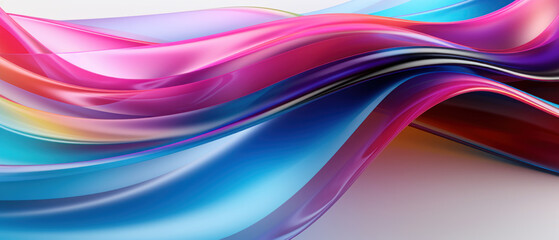 Poster - Bright and fluid abstract waves in a sleek, modern style.