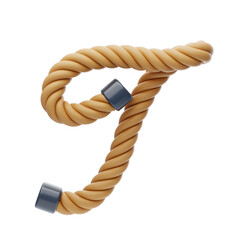 Poster - T  Letter 3D Shape Rope Text. 3d illustration, 3d element, 3d rendering. 3d visualization isolated on a transparent background