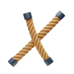 Poster - X  Letter 3D Shape Rope Text. 3d illustration, 3d element, 3d rendering. 3d visualization isolated on a transparent background