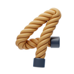 Poster - 3D Number 4 Shape Rope Text. 3d illustration, 3d element, 3d rendering. 3d visualization isolated on a transparent background