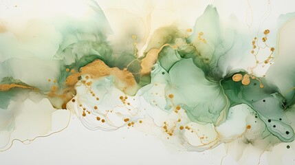 Wall Mural - sage green neutral boho alcohol ink splash