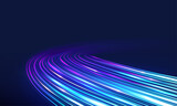 Fototapeta  - High speed movement of glow blue lines. Internet wireless data transmission concept.