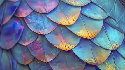 Canvas Print - Abstract, beautiful, creative background texture of multi-colored holographic feathers close-up
