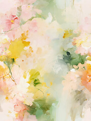 Wall Mural - watercolor floral art: blossoming spring bouquet on abstract nature background