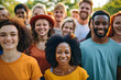 © NeuroGraphix Studio - Multi ethnic group of people standing in a row, smiling and looking at the camera.