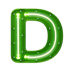Poster - D  Letter 3D Shape Neon Text. 3d illustration, 3d element, 3d rendering. 3d visualization isolated on a transparent background