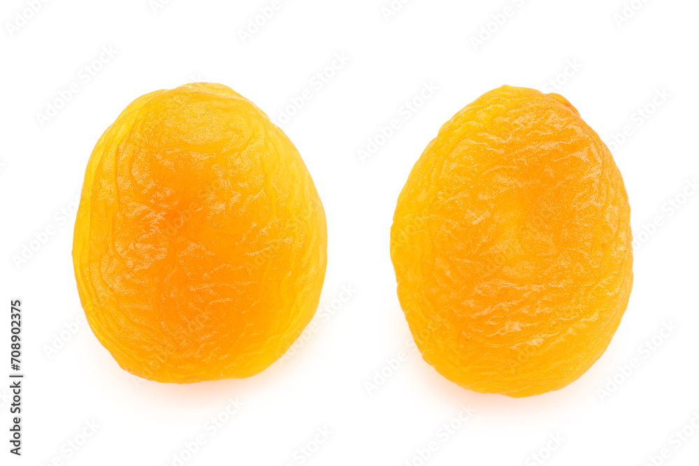 Tasty dried apricots on white background