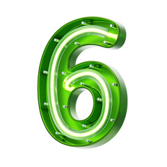 Poster - 3D Number 6 Shape Neon Text. 3d illustration, 3d element, 3d rendering. 3d visualization isolated on a transparent background