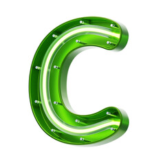 Poster - C  Letter 3D Shape Neon Text. 3d illustration, 3d element, 3d rendering. 3d visualization isolated on a transparent background