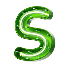 Poster - S  Letter 3D Shape Neon Text. 3d illustration, 3d element, 3d rendering. 3d visualization isolated on a transparent background