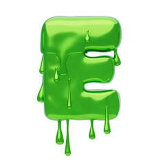 Poster - E  Letter 3D Shape Slime Text. 3d illustration, 3d element, 3d rendering. 3d visualization isolated on a transparent background