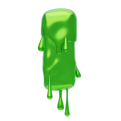 Poster - I  Letter 3D Shape Slime Text. 3d illustration, 3d element, 3d rendering. 3d visualization isolated on a transparent background