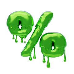 Poster - Percent Sign Symbol 3D Shape Slime Text. 3d illustration, 3d element, 3d rendering. 3d visualization isolated on a transparent background