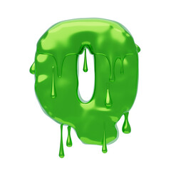 Poster - Q  Letter 3D Shape Slime Text. 3d illustration, 3d element, 3d rendering. 3d visualization isolated on a transparent background