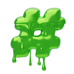 Poster - Hashtag Symbol 3D Shape Slime Text. 3d illustration, 3d element, 3d rendering. 3d visualization isolated on a transparent background