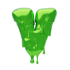 Poster - V  Letter 3D Shape Slime Text. 3d illustration, 3d element, 3d rendering. 3d visualization isolated on a transparent background