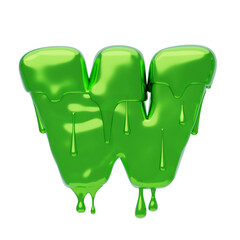 Poster - W  Letter 3D Shape Slime Text. 3d illustration, 3d element, 3d rendering. 3d visualization isolated on a transparent background