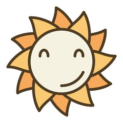 Poster - Cheerful Smiling Flower vector colored icon or logo element