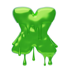 Poster - X  Letter 3D Shape Slime Text. 3d illustration, 3d element, 3d rendering. 3d visualization isolated on a transparent background