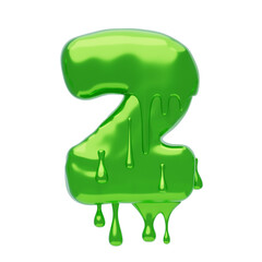 Poster - 3D Number 2 Shape Slime Text. 3d illustration, 3d element, 3d rendering. 3d visualization isolated on a transparent background