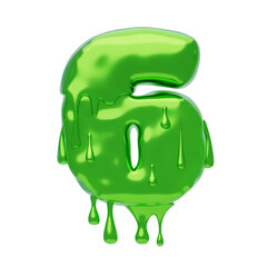Poster - 3D Number 6 Shape Slime Text. 3d illustration, 3d element, 3d rendering. 3d visualization isolated on a transparent background