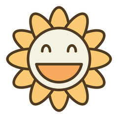 Poster - Geometric Groovy Hippie Flower vector colored icon or design element