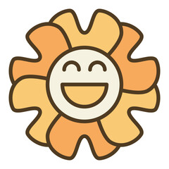 Poster - Groovy Funny Geometric Flower vector colored icon or logo element