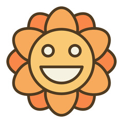 Poster - Pretty Groovy Smiling Flower vector colored icon or design element