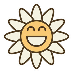Poster - Retro Funny Daisy Flower vector minimal colored icon or sign in Groovy style