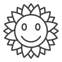 Poster - Abstract Flower with Smiling Face vector Hippie Vintage style icon or sign in thin line style