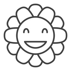 Poster - Cheerful Geometric Flower in Groovy 70s style vector thin line icon or design element