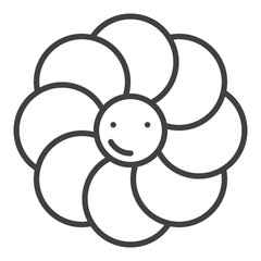 Poster - Cute Flower with Smiling Face vector Groovy Style linear icon or symbol