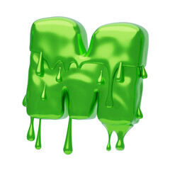 Poster - M  Letter 3D Shape Slime Text. 3d illustration, 3d element, 3d rendering. 3d visualization isolated on a transparent background