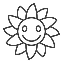 Poster - Groovy Smiling Flower vector simple linear icon or symbol